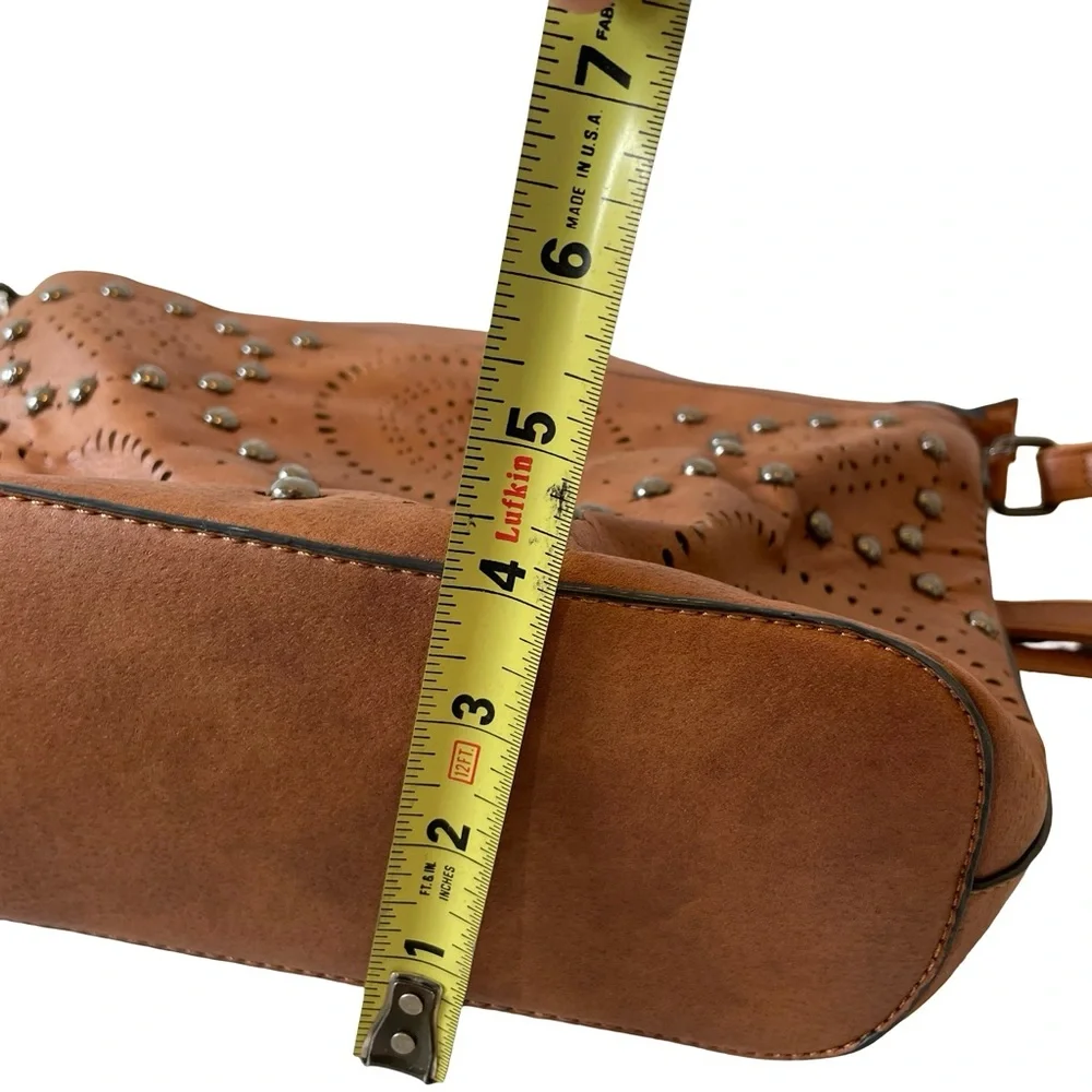Sam & Hadley Brown Crossbody Bag with Decorative Stud and Cutout Details